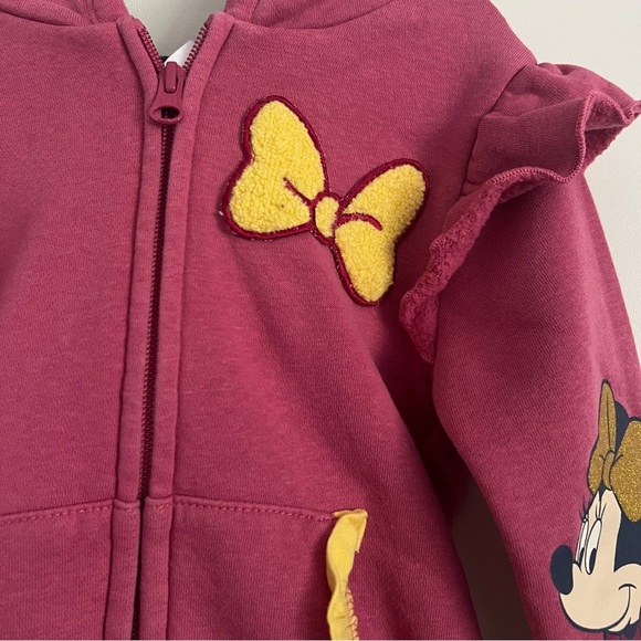 Disney Junior Minnie Mouse Pink and Yellow Hoodie with Mouse Ears Hood-Size 4T - Picture 4 of 8